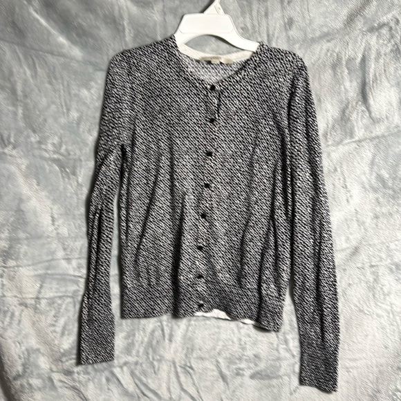 Loft‎ cardigan sweater women’s size small button up black print cute - Picture 1 of 8